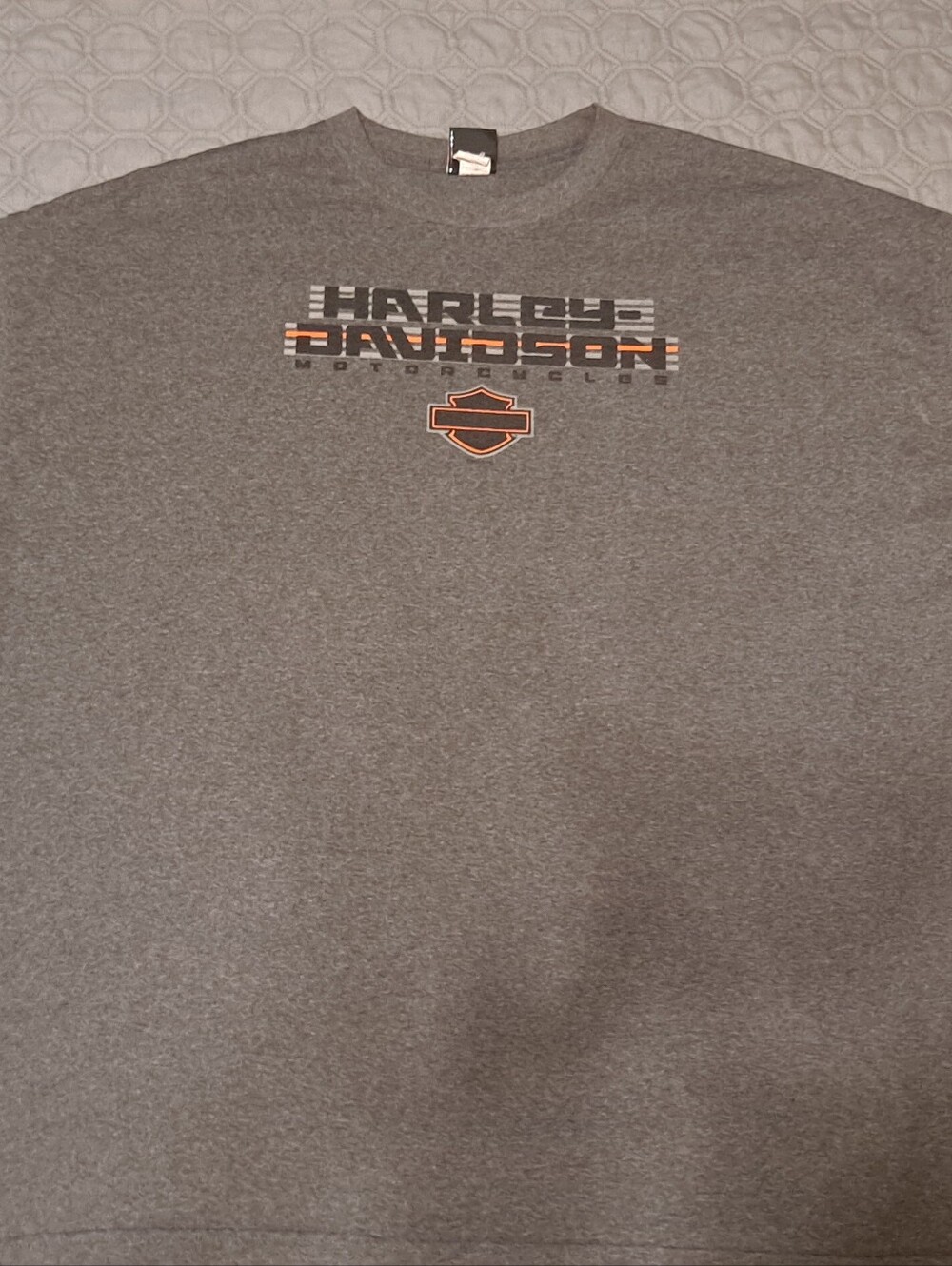 Mens Harley-Davidson Gray Tee with Orange Accent Shield Size 5 XL